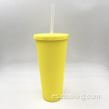 Tumero de doble pared de plástico negro de goma para 22 oz/24 oz/650 ml de vaso de paja